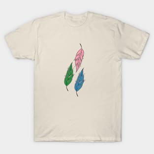 Three colorful feathers. T-Shirt